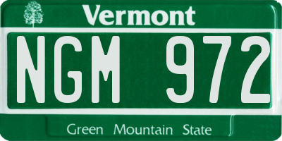 VT license plate NGM972