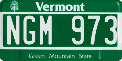 VT license plate NGM973