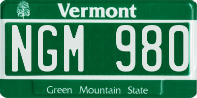 VT license plate NGM980