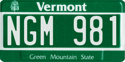 VT license plate NGM981