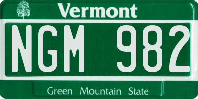 VT license plate NGM982