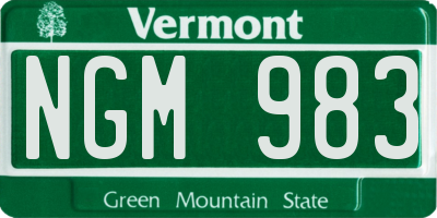 VT license plate NGM983