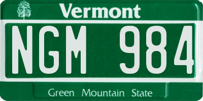 VT license plate NGM984