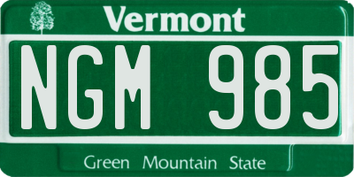 VT license plate NGM985