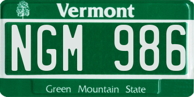 VT license plate NGM986