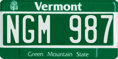 VT license plate NGM987
