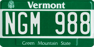 VT license plate NGM988