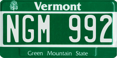 VT license plate NGM992