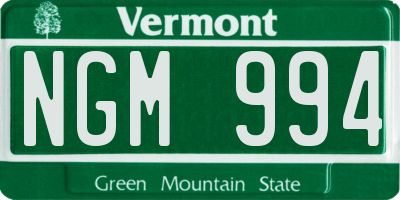 VT license plate NGM994