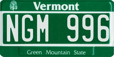 VT license plate NGM996
