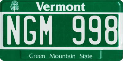 VT license plate NGM998