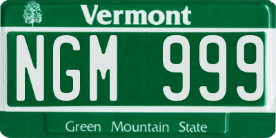 VT license plate NGM999