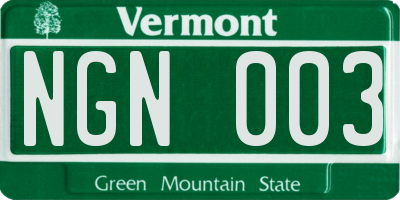 VT license plate NGN003