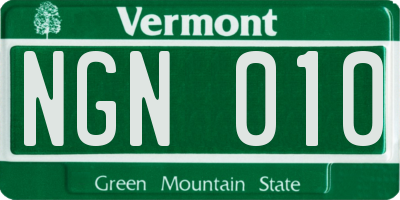 VT license plate NGN010