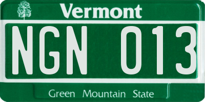 VT license plate NGN013