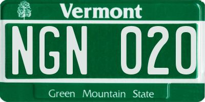 VT license plate NGN020