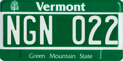VT license plate NGN022