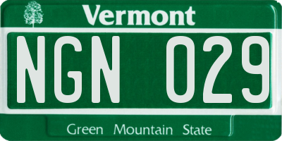 VT license plate NGN029