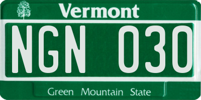 VT license plate NGN030
