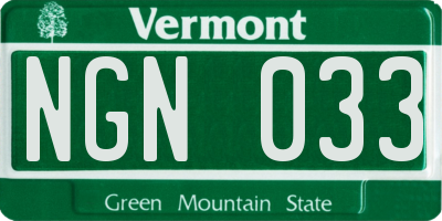 VT license plate NGN033