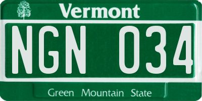VT license plate NGN034