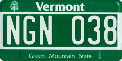 VT license plate NGN038
