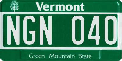 VT license plate NGN040
