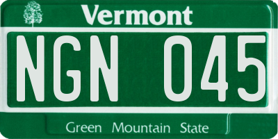 VT license plate NGN045