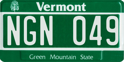 VT license plate NGN049