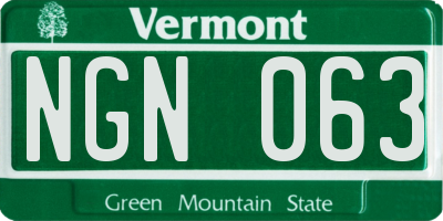 VT license plate NGN063