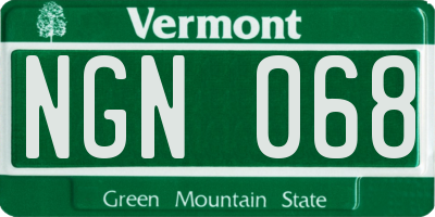VT license plate NGN068
