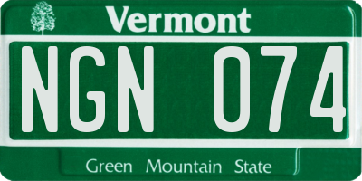 VT license plate NGN074