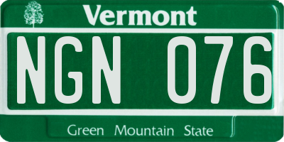 VT license plate NGN076