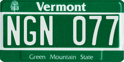 VT license plate NGN077