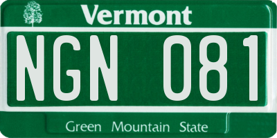 VT license plate NGN081