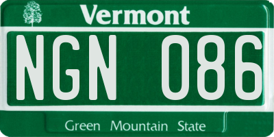 VT license plate NGN086