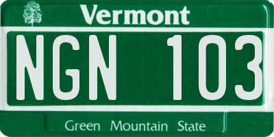 VT license plate NGN103