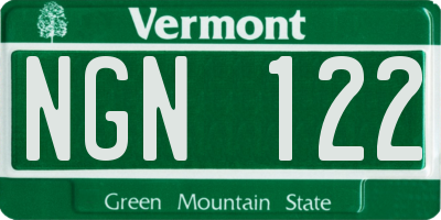 VT license plate NGN122