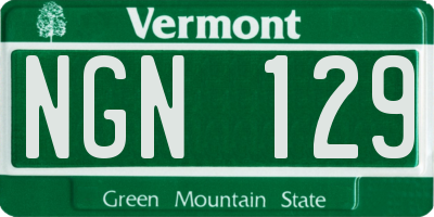VT license plate NGN129