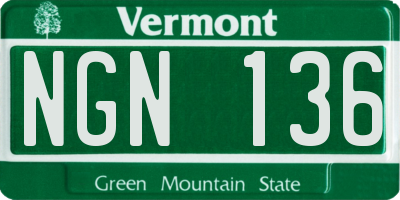 VT license plate NGN136