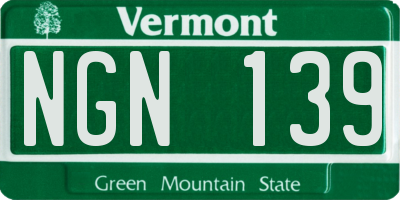 VT license plate NGN139