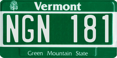 VT license plate NGN181