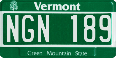 VT license plate NGN189