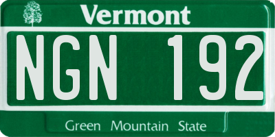 VT license plate NGN192