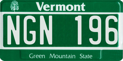 VT license plate NGN196