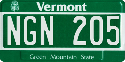 VT license plate NGN205