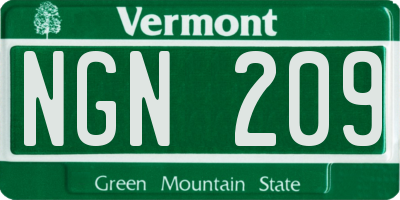 VT license plate NGN209