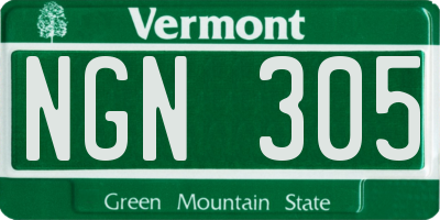VT license plate NGN305