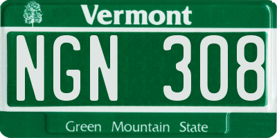 VT license plate NGN308