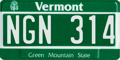 VT license plate NGN314